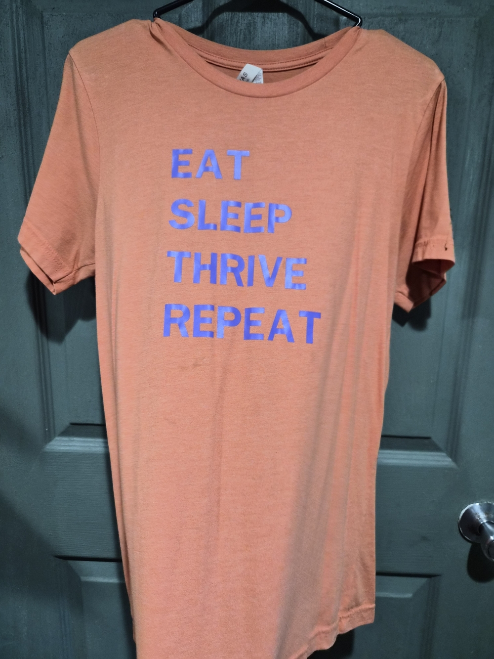 Bella Canvas Orange Tee with Blue Graphic Text
